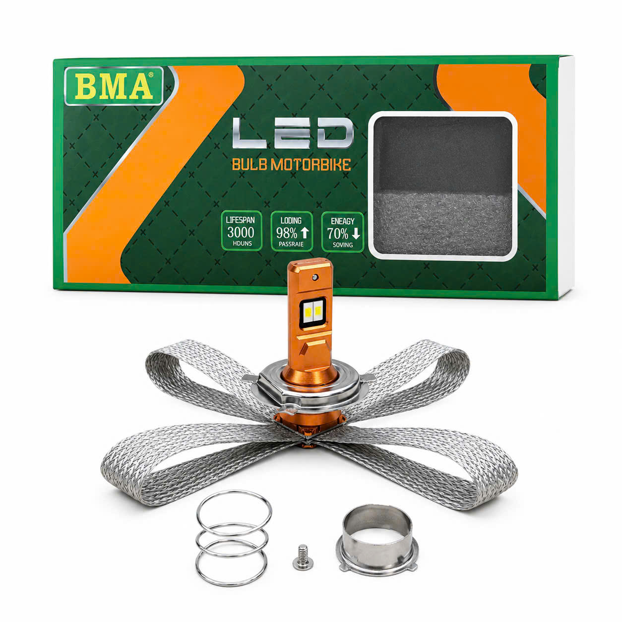 BÓNG LED BMA F22 H4/T19 - AC/DC TẢN NHIỆT W/Y (100C/T) 